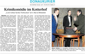 Theatergruppe Szenenwechsel Donaukurier 18.04.2012 Lord Arthur Saviles Verbrechenwww.donaukurier.de