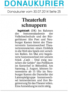 Theatergruppe Szenenwechsel Donaukurier 30.07.2014 Sommerakademiewww.donaukurier.de